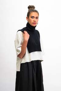 Knitwear: Wool Bib Warmer | Black