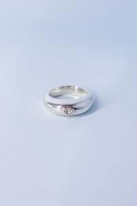 Bebe Mae: Orb Ring | Silver/White Sapphire