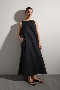 Shift Dress | Black Linen/Cotton