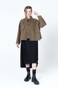 Poised Shirt Jacket | Khaki Twill