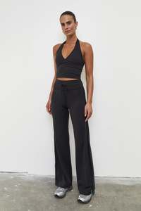 Straight Leg Tie Up Pant | Black