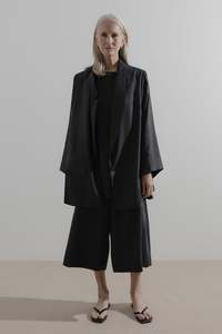 Soft Blazer | Black Silk Linen