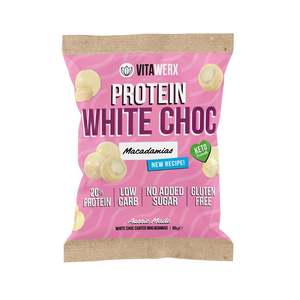Grocery Snacks: Vitawerx Protein White Choc Macadamias