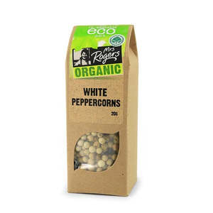 Mrs Rogers Organic Seasoning: Mrs Rogers White Peppercorns (Organic) 20g