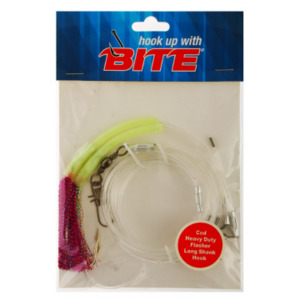 Bite Heavy Duty Flasher Long Shank Cod Rig Pink