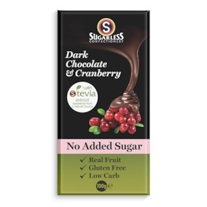 Sugar Free Confectionaries: Sugar-Free Dark Chocolate & Cranberry-100g