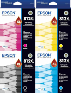 Epson Inkjet Cartridges: 812XL Epson High Capacity Ink Cartridge Set of 4