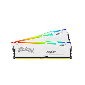 Desktop Memory: Kingston FURY Beast RGB 32GB (2x16GB) DDR5-6000 CL36 Memory - White (KF560C36BWE2AK2-32)