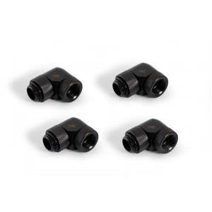 Custom Watercooling: Alphacool Eiszapfen 90° G1/4 M-F Rotatable Adaptor Fitting 4 Pack - Black