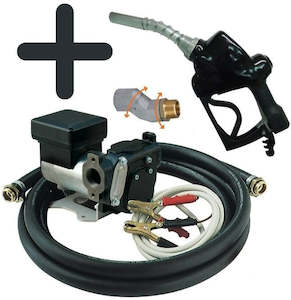 Piusi 12v Pumps: Piusi Panther DC 12v diesel pump 1 inch BSP(F) with 4 m x 25 mm (1 inch) hose and Carder automatic nozzle with multi-plane swivel