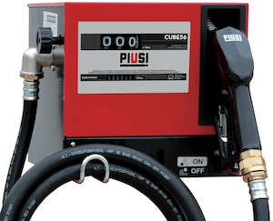 Piusi 12v Pumps: Piusi Cube 56 DC 12v diesel cabinet pump kit with 4 m hose and automatic fuel nozzle 56 lpm