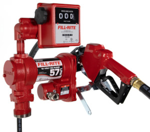 Fill Rite 12v Pumps: Fill Rite FR1211HELA 12v petrol and diesel pump kit with automatic nozzle and flow meter (IECEx certified) 57 lpm