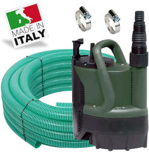 Submersible Pumps: DAB Verty Nova 400M submersible puddle pump with 10 m hose kit and enclosed float switch 240v 0.4 kW 195 lpm 9 m head