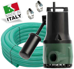 Submersible Pumps: DAB Nova 300A submersible pump with 10 m x 25 mm (1 inch) hose and rigid arm float switch 0.22 kW 240v 200 lpm 6.8 m head