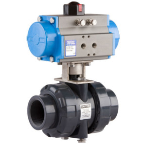 Plumbing: Ketta BLPSR series pneumatic air operated PVC ball valve (spring return) BSP(F) threads 10 bar (145 psi) - all sizes