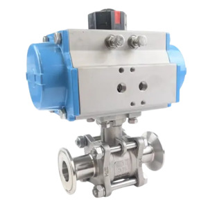Plumbing: Ketta BLSTDA series 316 stainless steel ball valve pneumatic air operated Tri-Clover type (double acting) 63 bar (914 psi) - all sizes