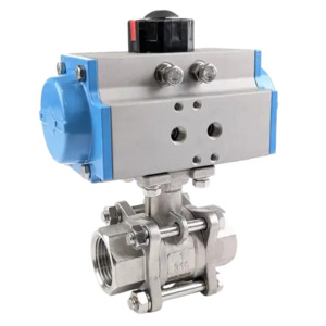 Plumbing: Ketta BLSSR stainless steel ball valve pneumatic air operated (spring return) 63 bar (914 psi) BSP(F) threads -20°C to 180°C - all sizes