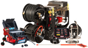 Jetwave: JetWave Scorpion Combo Pack drain jetter kit with inspection camera, nozzle pack and remote hose reel kit