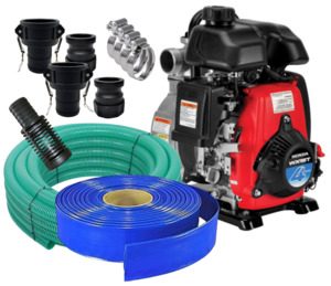 Pumps: Honda WX15TU 40 mm 1-1/2 inch BSP(M) water pump with hose and camlock fittings kit 272 lpm 37 m head
