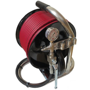 Ketta PW134 Remote Mini drain jetter hose reel with 60 m x 6 mm (1/4 inch) red hose (Copy)