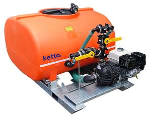 Ketta: Ketta HD2000 series Hydro-seeder 2000 litre with galv skid frame Hypro 3 inch pump Honda GX390 11 hp and twin bypass tank agitation system