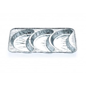 Foil Containers Without Lids: 6125 - 3 Cavity Croissant Tray