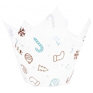 Parchment Muffin Wraps: P60 x 175-854RP - Texas Muffin Wrap, Candy Cane (150 ctn)