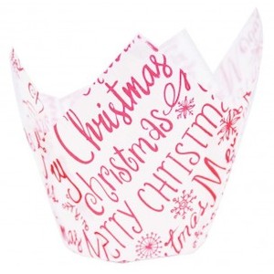 Parchment Muffin Wraps: P60 x 175-855RP - Texas Muffin Wrap, Merry Christmas Red (150 ctn)