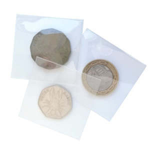 Polyester Enclosures: Coin Collection Polyester Pockets - 50mmx50mm