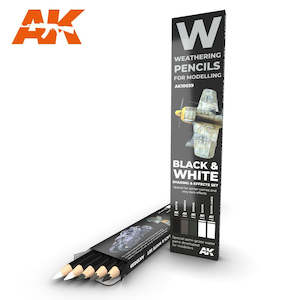 Ak Interactive Watercolor Weathering Pencils: AK-Interactive AK10039 Weathering Pencil Set - Black & White