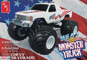 Car Kits 25th Scale: AMT 1351 Chevy Silverado USA-1 Monster Truck - 1/25 Scale