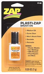 Cyano Acrylate Glues: Zap PT102 Plasti-Zap CA Medium - Brush On - 7.0gm - Orange