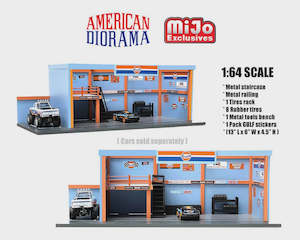 American Diorama 76531MJ GULF Garage Diorama - MIJO Exclusive