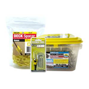 Fasteners: Deck Combo - Decking Screws 10 x 65 mm 500pcs, Clever Tool & Deck Spacers