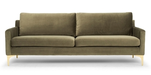 Hugo 3 Seater Sofa - Moss Green Velvet Immediate Delivery NZ Contempa Furniture NZ