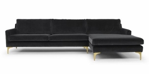 Hugo: Hugo Chaise Sofa RHF - Dark Grey Velvet Chaise Sofas NZ Contempa Furniture NZ