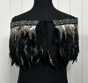 Designer Korowai: Adult Pre Made Black Large Quarter | Korowai | Kākahu