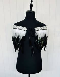 Adult Medium Quarter Pre Made Korowai - Akeelah Black/White