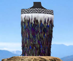 Adult Medium Half Pre Made Korowai - Hunter Purple & Blue, Purple Aramoana Taniko