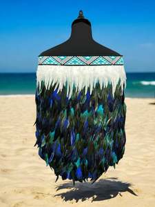 Childs Pre Made 4-5yr Korowai - Turquoise & Blue Whanake