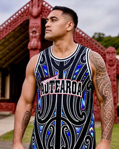 Adults Pāua Inspired Māori Design Singlets