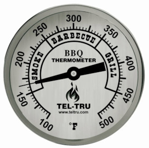 Tel-Tru BBQ Thermometer - BQ300 - 3" Dial & 4" Stem (Plain Zones)