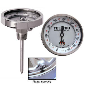 Tel Tru: Tel-Tru BBQ Thermometer - BQ300R - 3" Dial & 4" Stem (Calibration Reset)