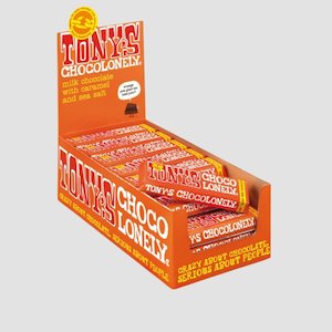 Tonys Chocolonely: Milk Chocolate Caramel Sea Salt 32%, 35 Bar Pack