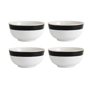 Mikasa Luxe Deco 4 piece China Cereal Bowl Set - 14cm - Black /White