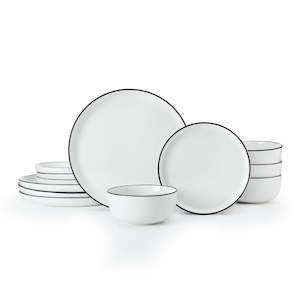 Dinner Sets: Mikasa Limestone Porcelain Dinner Set - 12 Piece  - White