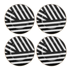 Mikasa Luxe Deco 4 piece China Side Plate Set - 21cm - Black /White