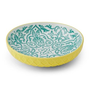 Dinnerware: Mikasa Stoneware Bowl - 21cm - Yellow & Blue Geometric