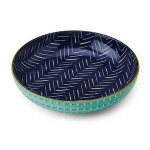 Dinnerware: Mikasa Stoneware Bowl - 21cm - Indigo Chevron