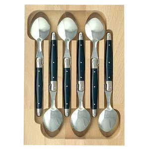 Andre Verdier Laguiole Dessert Spoon Set - Set 6 - Black